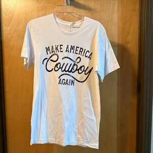 Bella Canvas White Cowboy Graphic Tee; Size M